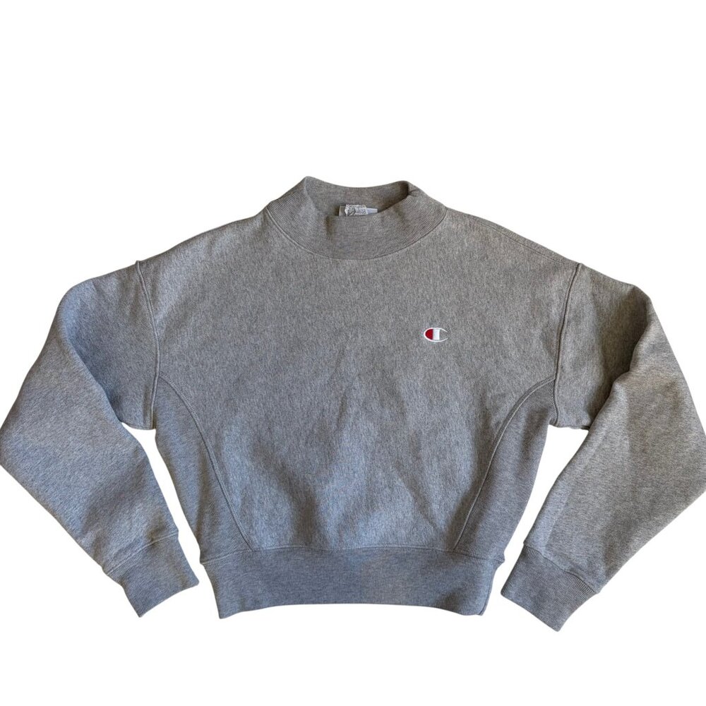 Champion Reverse Weave Mock Neck Sweatshirt (Grey) - Size Small